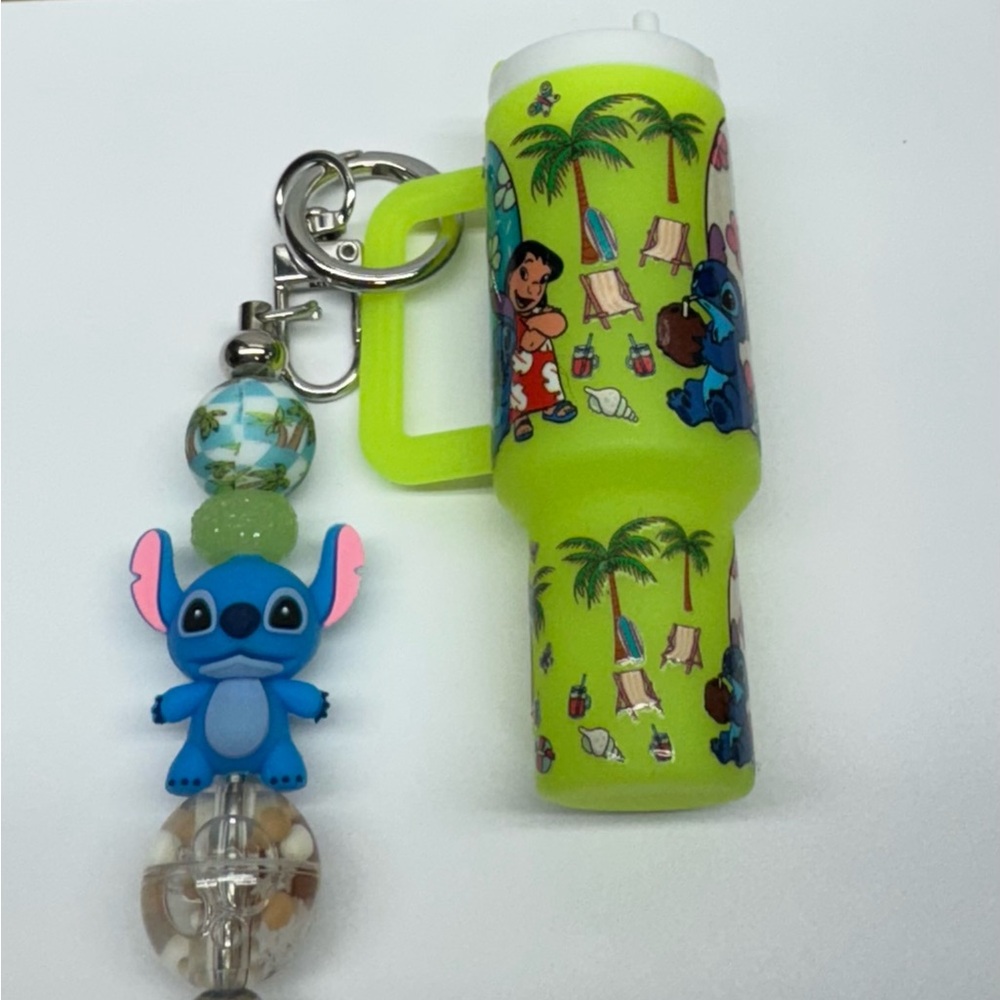 Tropical Themed Keychain with Blue Character